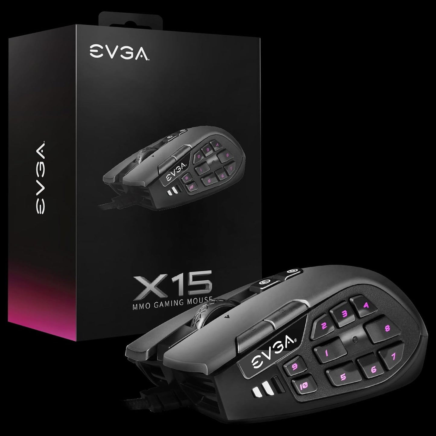 X15 MMO Gaming Mouse, 8K, Wired, Black, Customizable, 16,000 DPI, 5 Profiles, 20 Buttons, Ergonomic 904-W1-15BK-KR