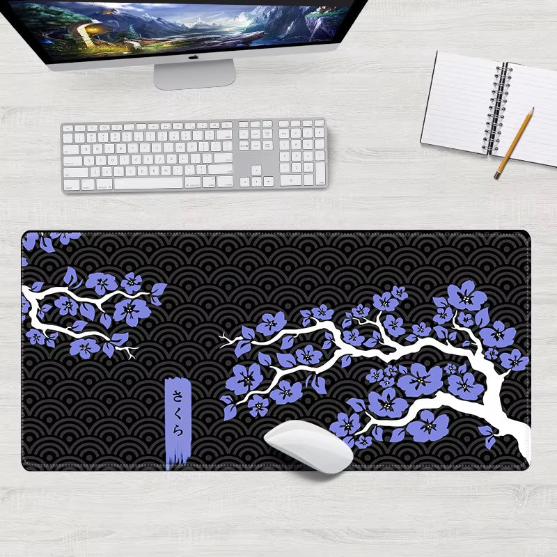 Mouse Pad Sakura Large Gamer Mousepad Purple Cherry Blossom Keyboard Mat XXXL Mouse Mat Pc Accessories Rubber Desk Mat 90X40