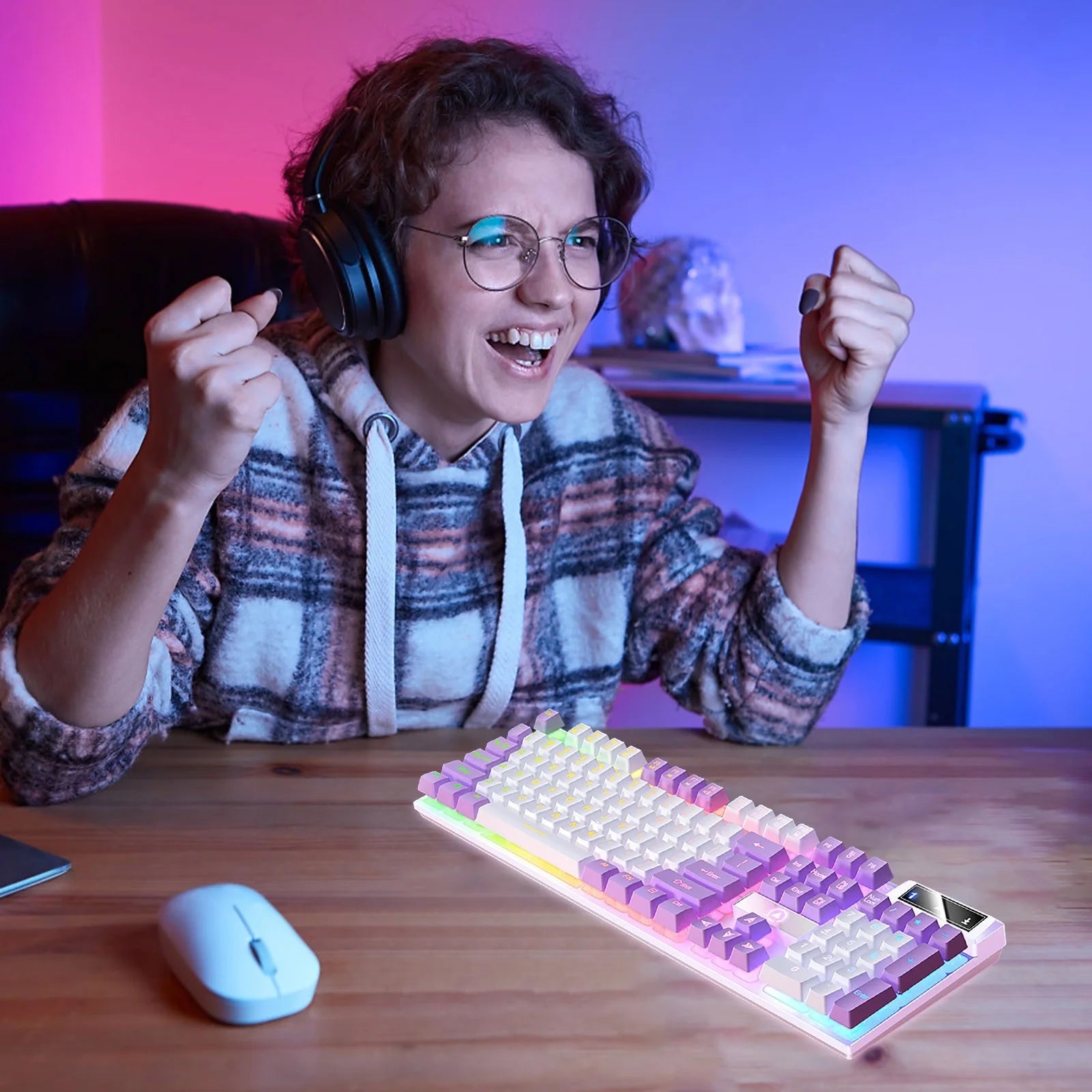 Wired 60 Mechanical Gaming Keyboard RGB Backlit Compact 61 Keys Keyboard with Blue Switches for PC RGB Backlit, Compact 65 Percent Wired Keyboard for Win/Mac PC Gamer, Easy to Carry