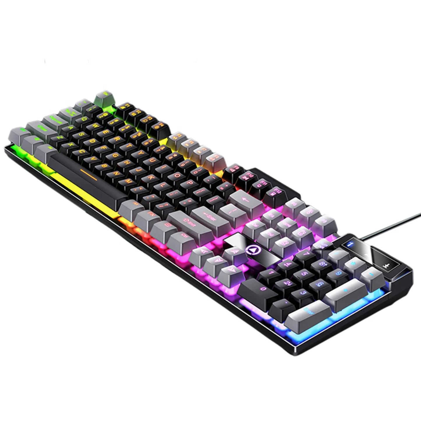 Mechanical Gaming Keyboard USB RGB Backlit Game Office , Black Gray