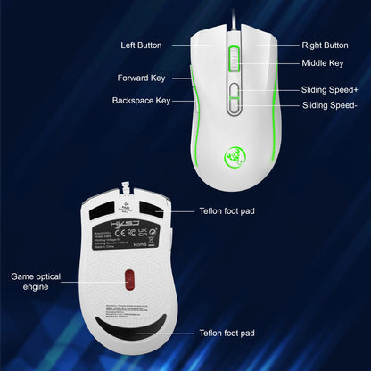 Gaming Mouse Wired, USB Computer Mouse with 4 Adjustable DPI, RGB Backlit LED, Side Buttons, Ergonomic Optical Mice for PC, Laptop, Windows, Mac, Vista, Linux, Gamer