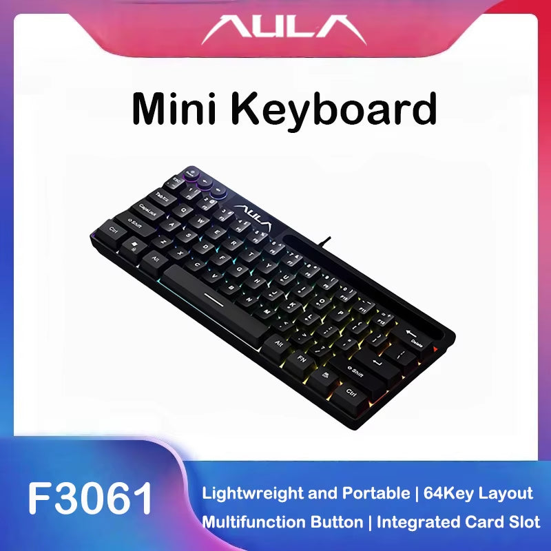 F3061 Wired Keyboard Mini Keyboard Office and Home RGB Backlit Keyboard Desktop Computer Laptop and Gaming Keyboard