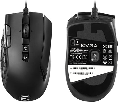 X15 MMO Gaming Mouse, 8K, Wired, Black, Customizable, 16,000 DPI, 5 Profiles, 20 Buttons, Ergonomic 904-W1-15BK-KR