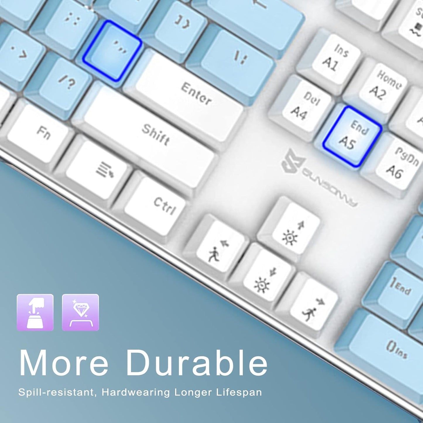 Mechanical Gaming Keyboard, LED Backlit Wired Computer Keyboard with Blue Switches, Compact PC Gaming Keyboard with 21 Lighting Modes, for Windows Laptop PC Mac (Blue Switch)