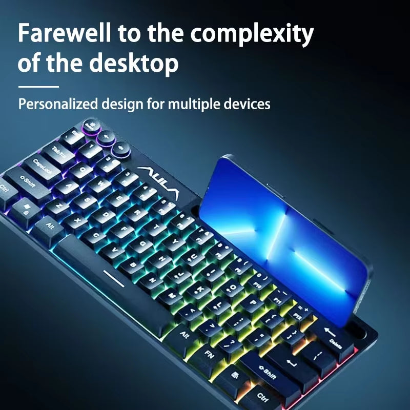 F3061 Wired Keyboard Mini Keyboard Office and Home RGB Backlit Keyboard Desktop Computer Laptop and Gaming Keyboard