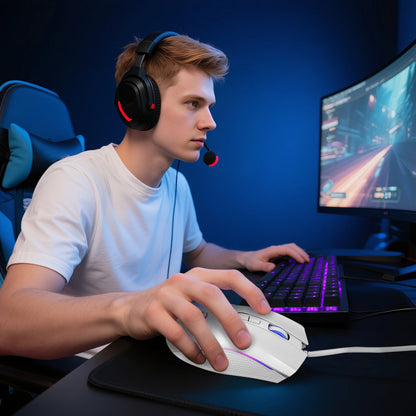 Gaming Mouse Wired, USB Computer Mouse with 4 Adjustable DPI, RGB Backlit LED, Side Buttons, Ergonomic Optical Mice for PC, Laptop, Windows, Mac, Vista, Linux, Gamer