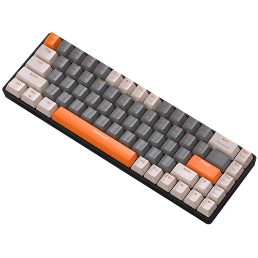 Free Wolf K68 Wireless Keyboard - Dual Mode (BT/2.4G), Custom Color Block Design, Hot-Swappable, Compact 68-Key, RGB Backlit
