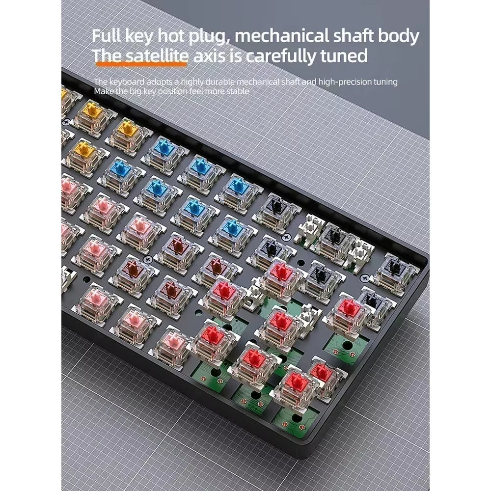 Free Wolf K68 Wireless Keyboard - Dual Mode (BT/2.4G), Custom Color Block Design, Hot-Swappable, Compact 68-Key, RGB Backlit