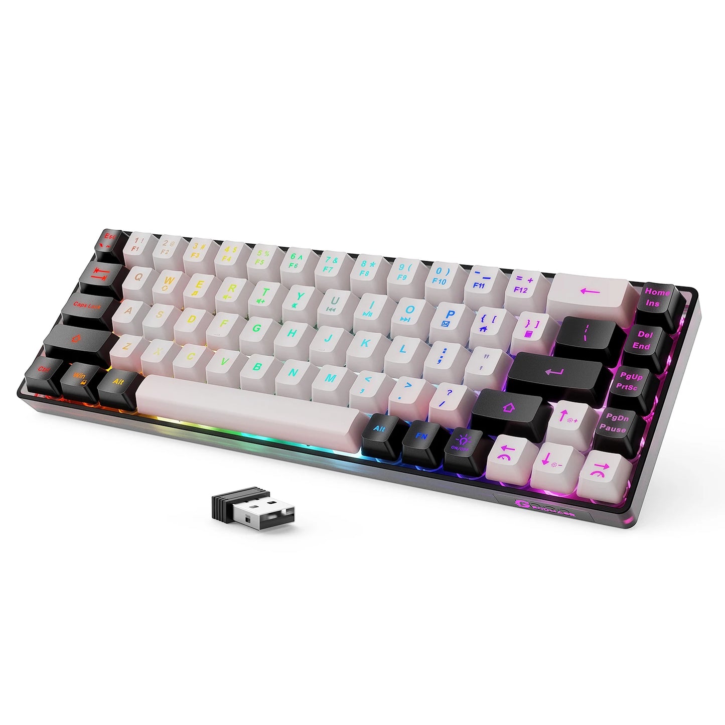 2.4G Wireless Gaming Keyboard 68 Keys Gaming Keyboard Rechargeable Backlit Anti-Ghosting No-Conflict Keyboard for PC