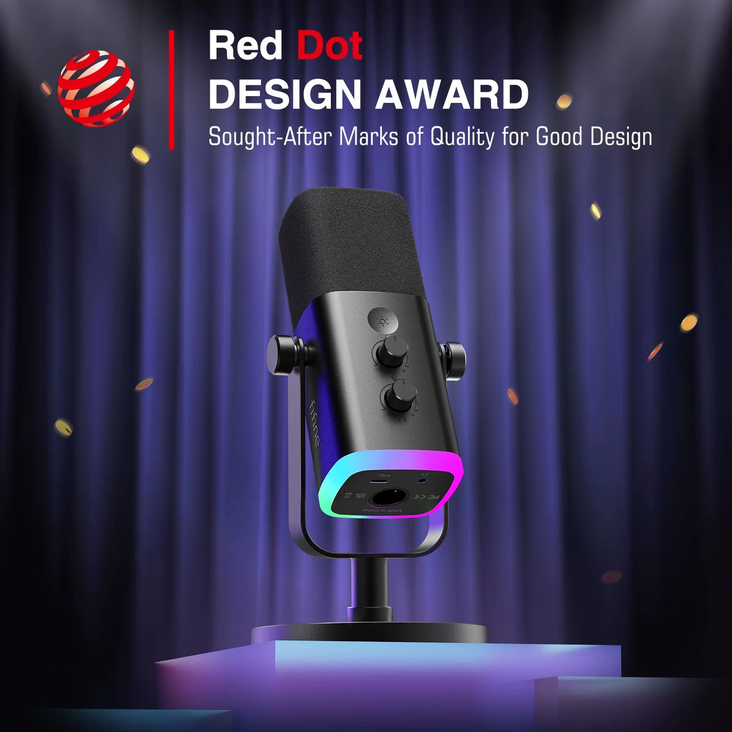 USB/XLR Dynamic Microphone with Touch Mute Button,Headphone Jack,I/O Controls,For PC PS5/4 Mixer,Gaming MIC Ampligame AM8