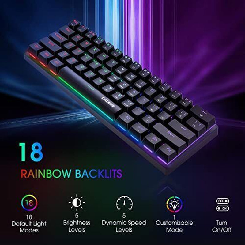 Portable 60% Mechanical Gaming Keyboard,60 Percent Wired Gamer Keyboard With