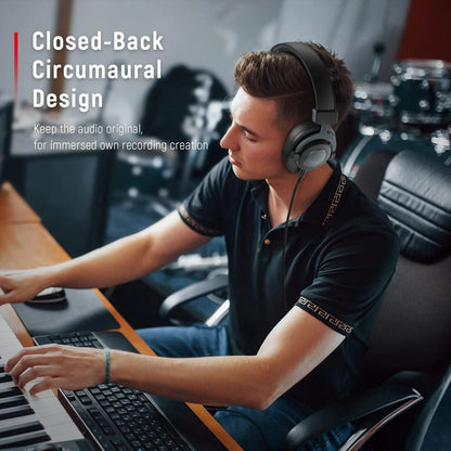 Studio Wired Headphones for DJ, Music Monitor, Recording with 9.8Ft Cable for 3.5Mm/6.35Mm, over Ear, Noise Cancelling for Podcast, Streaming-H8