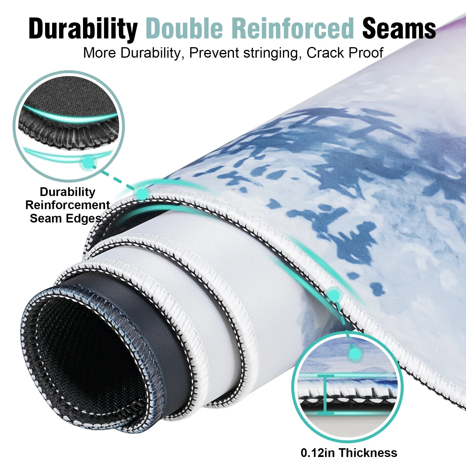 Desk Mat 31.5 X 11.81 Inch XL Extended Gaming Mouse Pad - Large Mouse Pad for Desk - Rubber Base Mousepad with Stitched Edges - Keyboard and Mouse Mat for Work, Game, Office, Home,Japanese Sea Wave