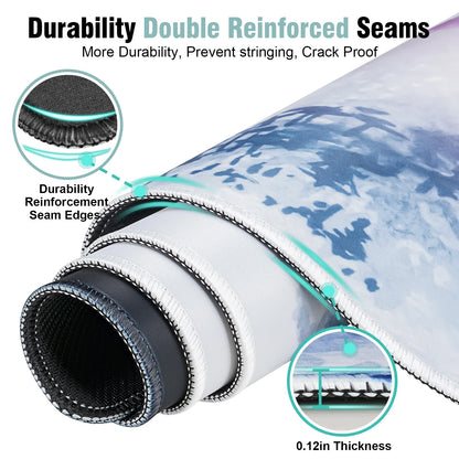 Desk Mat 31.5 X 11.81 Inch XL Extended Gaming Mouse Pad - Large Mouse Pad for Desk - Rubber Base Mousepad with Stitched Edges - Keyboard and Mouse Mat for Work, Game, Office, Home,Japanese Sea Wave