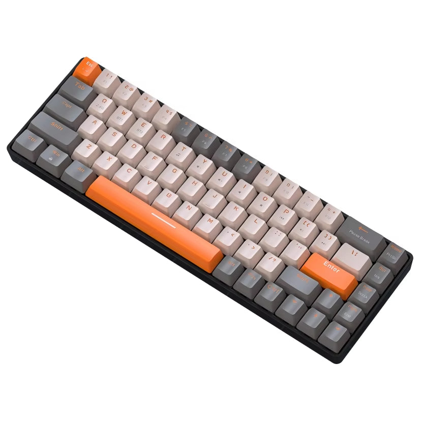 Free Wolf K68 Wireless Keyboard - Dual Mode (BT/2.4G), Custom Color Block Design, Hot-Swappable, Compact 68-Key, RGB Backlit