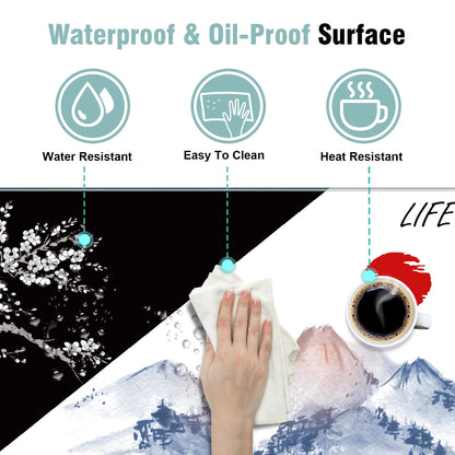 Desk Mat 31.5 X 11.81 Inch XL Extended Gaming Mouse Pad - Large Mouse Pad for Desk - Rubber Base Mousepad with Stitched Edges - Keyboard and Mouse Mat for Work, Game, Office, Home,Japanese Sea Wave