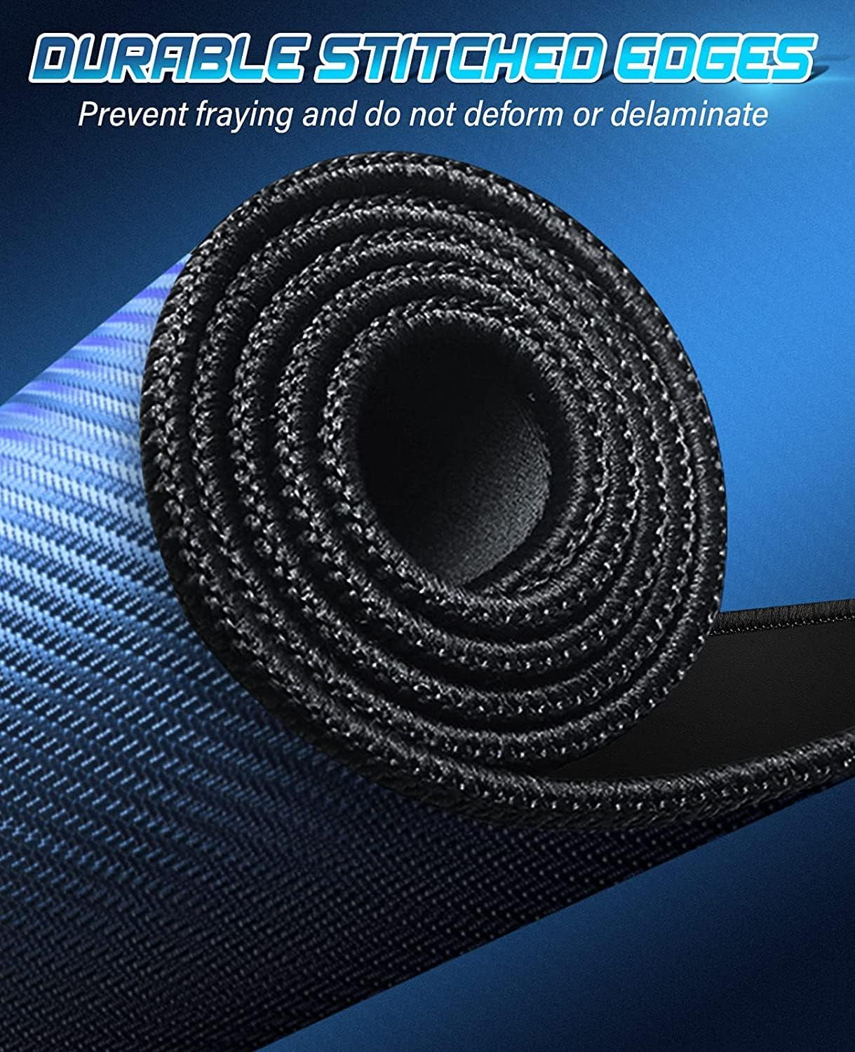 Computer Mouse Pad with Stitched Edges, Washable Mouse Mat with Superior Micro-Weave Cloth, Gaming Mouse Pad for Office & Home, Non-Slip Rubber Base, Black