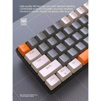 Free Wolf K68 Wireless Keyboard - Dual Mode (BT/2.4G), Custom Color Block Design, Hot-Swappable, Compact 68-Key, RGB Backlit