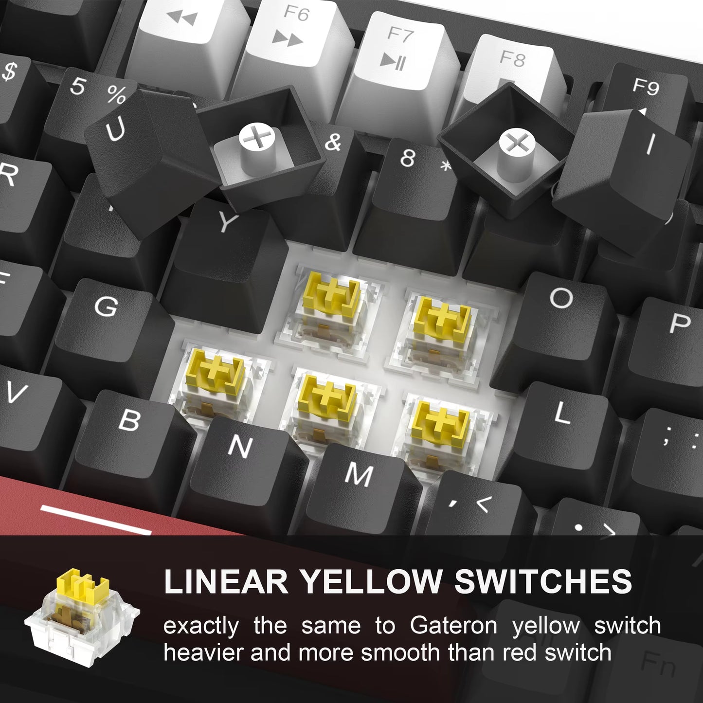75% Mechanical Gaming Keyboard with Knob Control, Blue Backlit Wired Gaming Keyboard Red/Yellow Switch for PC Windows