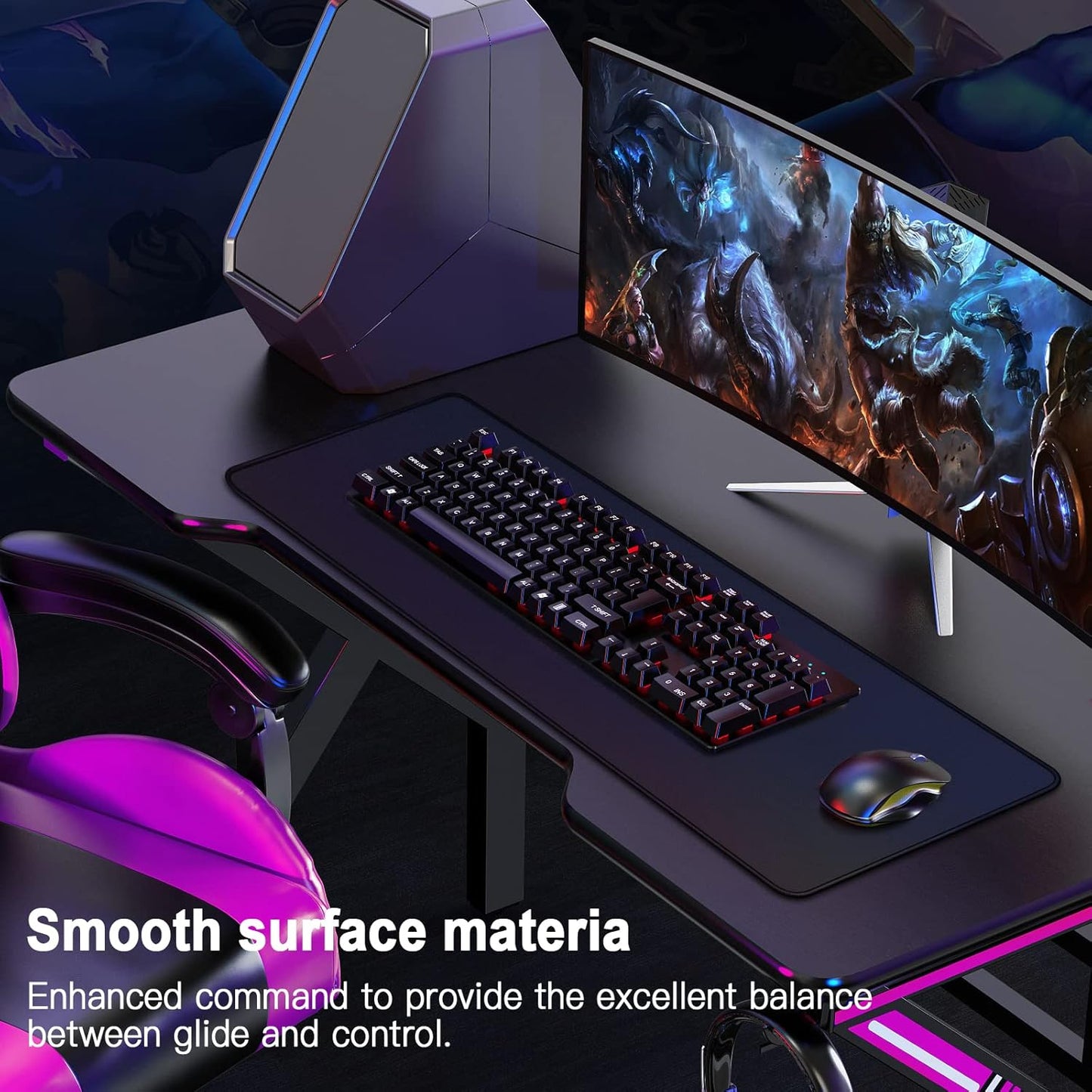 Gaming Mouse Pad, XXL Large Extended Ｍousepad, 35.4X15.7 in with Stitched Edges Computer Keyboard Desk Pad, with Waterproof Non-Slip Base for Home/Office/Gaming/Work/Mouse Pads for Desk, Black