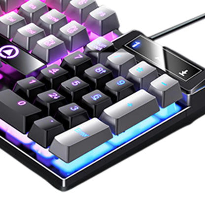 Mechanical Gaming Keyboard USB RGB Backlit Game Office , Black Gray