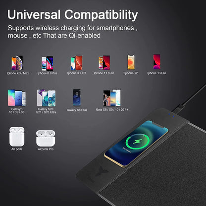 Gaming Mouse Pad with 15W Wireless Charging, Large