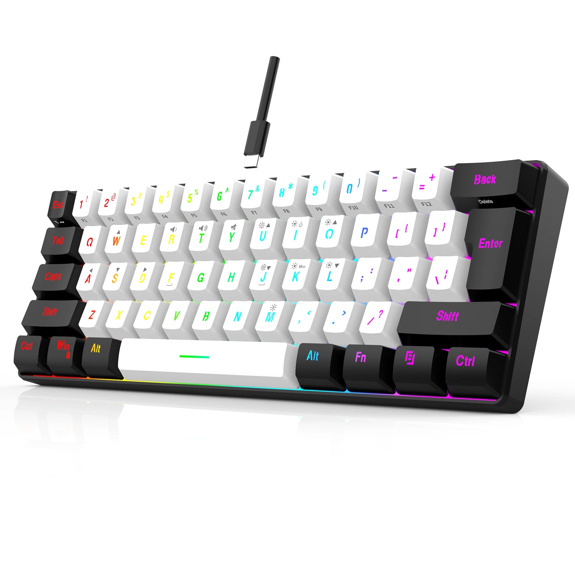 60% Wired Game Keyboard, RGB Backlit Ultra-Small Keyboard, Waterproof Portable, Computer/Mac Game Keyboard