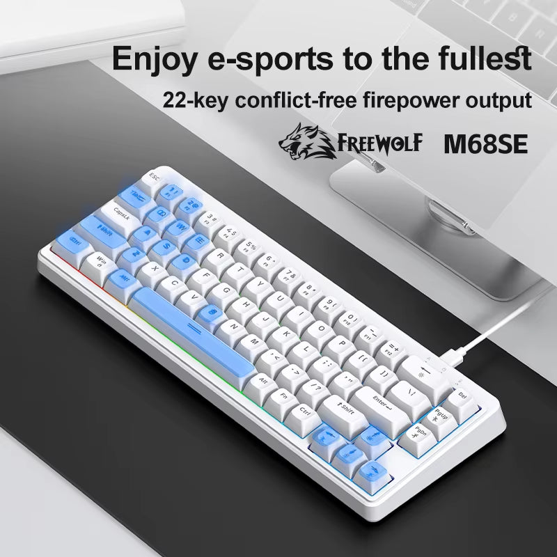 60% Key Mini Portable Keyboard Wired with RGB Dazzling Lights  M68 SE 60% Portable Keyboard for Office/Gaming
