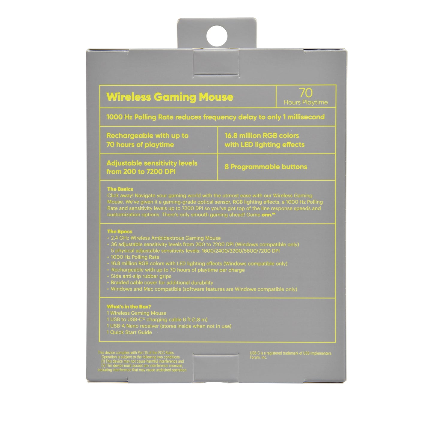 Rechargeable Wireless Gaming Mouse with LED Lighting, 8 Programmable Buttons