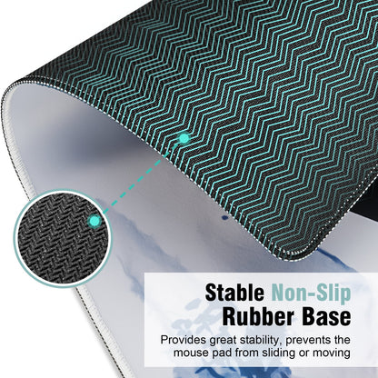 Desk Mat 31.5 X 11.81 Inch XL Extended Gaming Mouse Pad - Large Mouse Pad for Desk - Rubber Base Mousepad with Stitched Edges - Keyboard and Mouse Mat for Work, Game, Office, Home,Japanese Sea Wave