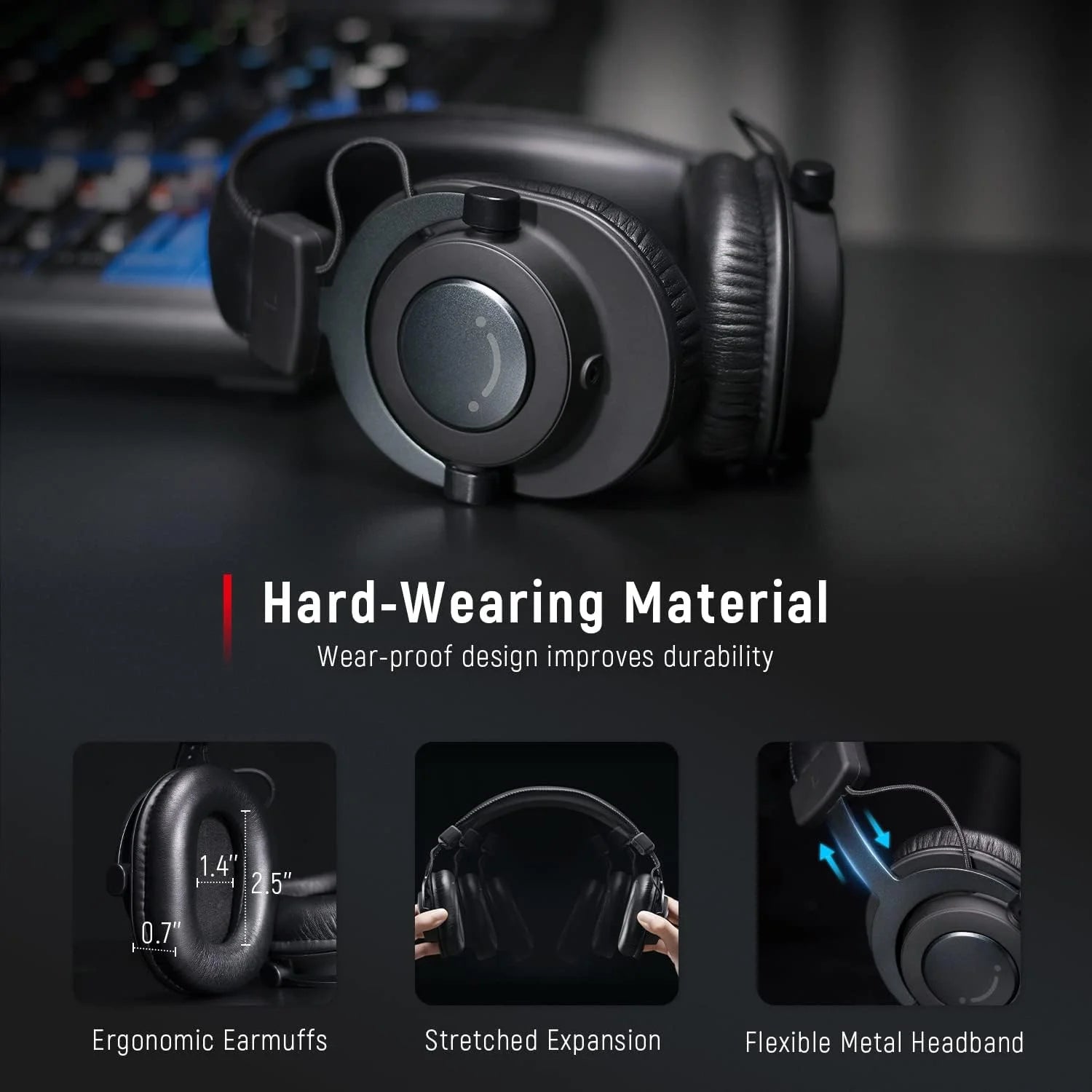 Studio Wired Headphones for DJ, Music Monitor, Recording with 9.8Ft Cable for 3.5Mm/6.35Mm, over Ear, Noise Cancelling for Podcast, Streaming-H8