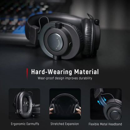 Studio Wired Headphones for DJ, Music Monitor, Recording with 9.8Ft Cable for 3.5Mm/6.35Mm, over Ear, Noise Cancelling for Podcast, Streaming-H8