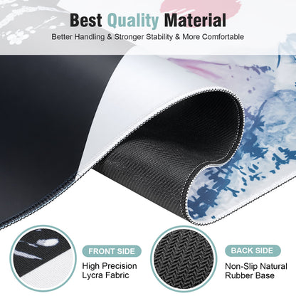 Desk Mat 31.5 X 11.81 Inch XL Extended Gaming Mouse Pad - Large Mouse Pad for Desk - Rubber Base Mousepad with Stitched Edges - Keyboard and Mouse Mat for Work, Game, Office, Home,Japanese Sea Wave