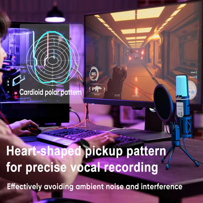 USB Microphone RGB Microfone Condensador Wire Gaming Mic for Podcast Recording Studio Streaming Laptop Desktop PC